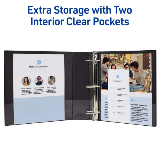 Avery Durable View 3 Ring Binders, 2 Inch Slant Rings, 530-Sheet Capacity, DuraHinge, 2.8 Inch Wide Spine, Customizable Clear Covers and Spine, Assorted Dark Colors (4-Pack of 05638) {6}