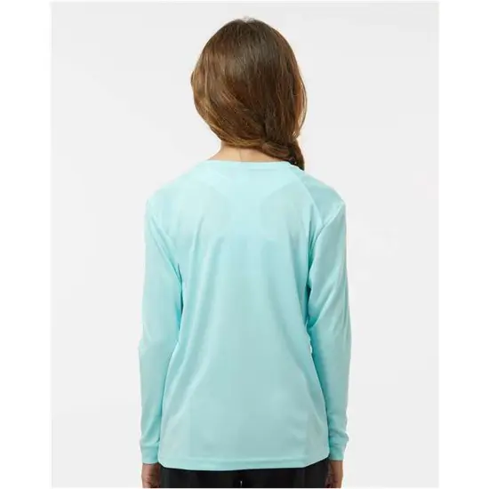 Paragon&reg; Youth Long Islander Performance Sleeve T Shirt Aqua Blue {6}
