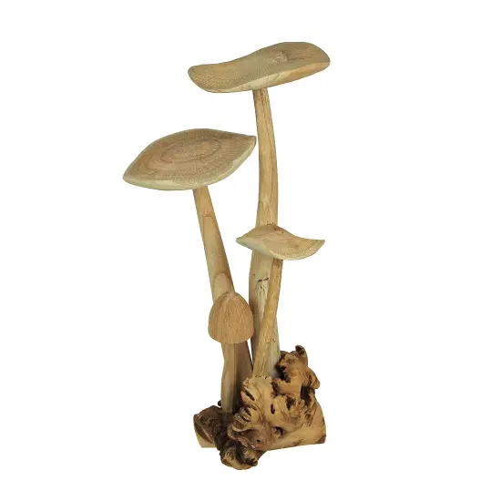 Hand Carved Indonesian Parasite Wood Mushroom Cluster Statue {4}