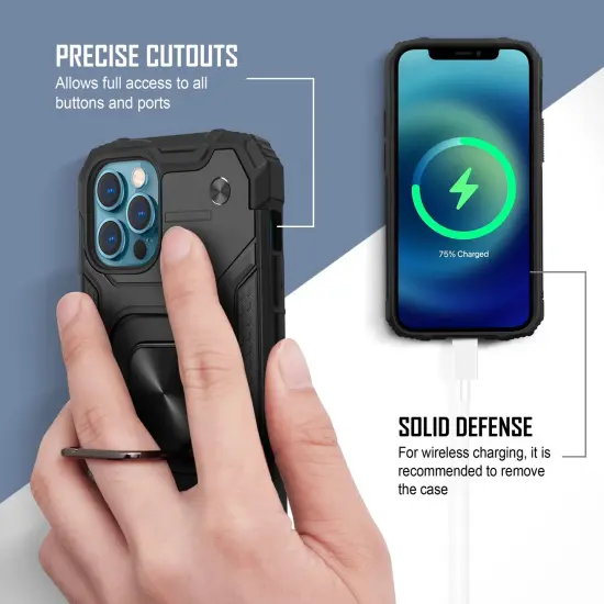 Insten Rugged Dual-Layer Case Compatible With iPhone 12 Pro Max Case 6.7 inch (2020) Full Body Heavy Duty Case with 360 Ring Kickstand, Anti-Scratch Anti-shock Drop Protection, Black {4}