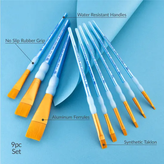 RCC 302 | Crafter's Choice&trade; 9pc Golden Taklon Shader/Wash Brush Set {5}