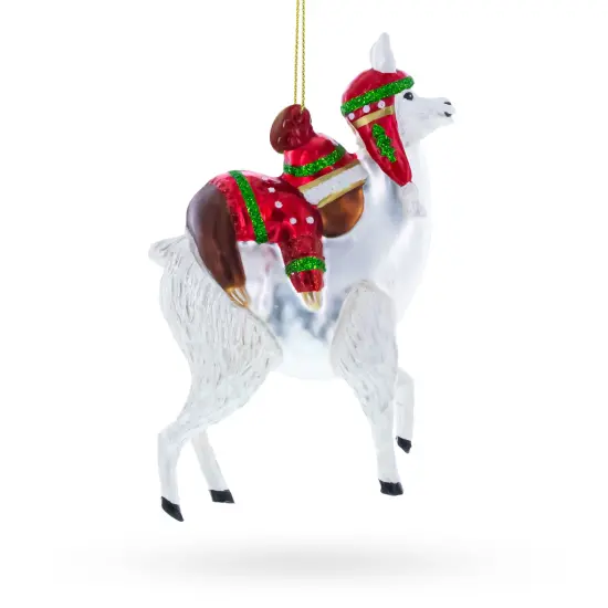 Llama and Sloth Glass Christmas Ornament {5}