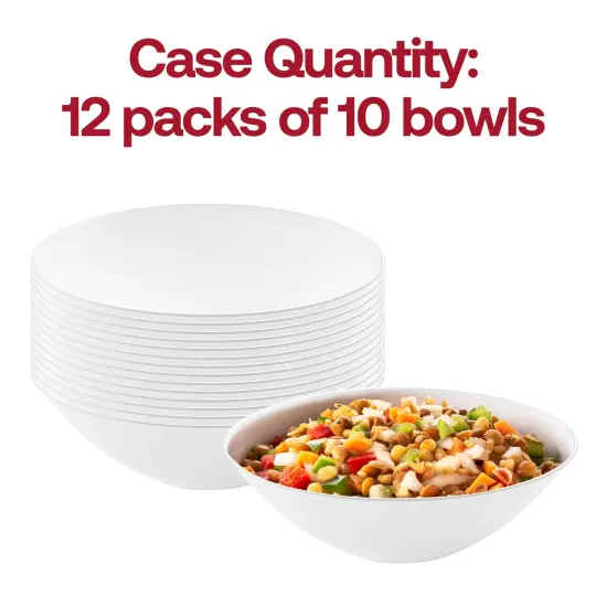 White with Silver Rim Organic Round Disposable Plastic Soup Bowls - 16 oz. (120 Bowls) {5}