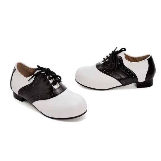 Saddle Shoe 1" Heel Child Shoes, White/Black {2}