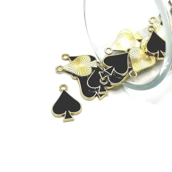 1, 4, 20 or 50 Pieces: Black Playing Card Spade Charms {1}