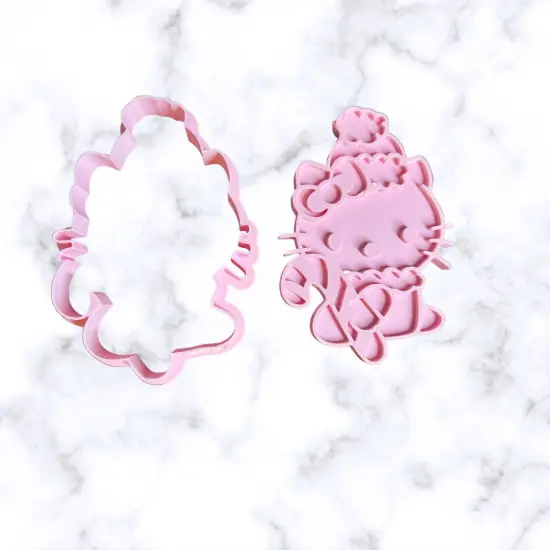 Cute CatChristmas Cutter +Stamp4 Inches each Candy Cane {1}