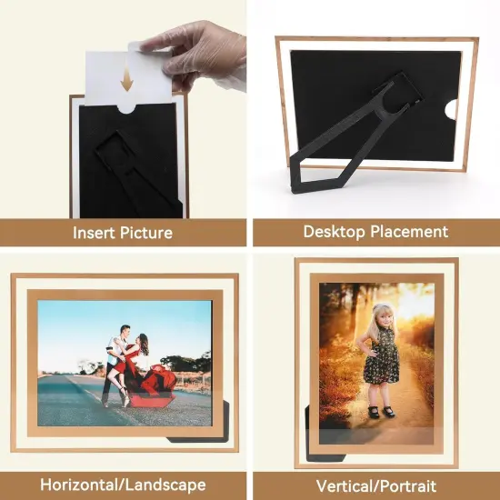 5"&times;7" Gold Glass Picture Frame, Crystal, Glass, 2 Pack {3}