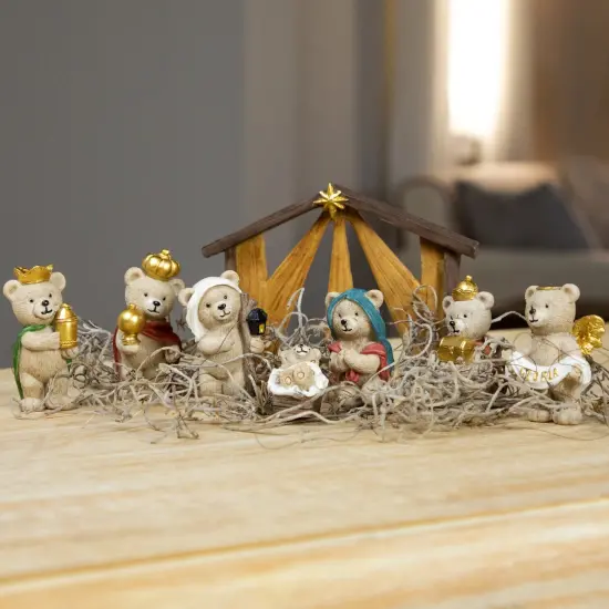 Northlight Bears Christmas Nativity Set - 4.5" - 8-Piece Multi {1}