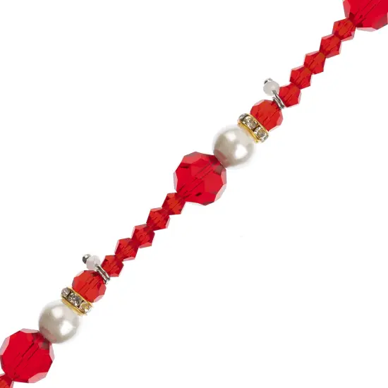 Crystal Lane DIY 7" Designer Holiday Glass Bead Mix Strand Red Santa Stack {1}
