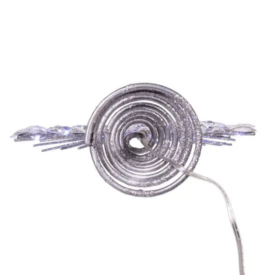 11.75. Inch 18-Light cool White Micro LED Silver Glittered Snowflake Treetopper {6}