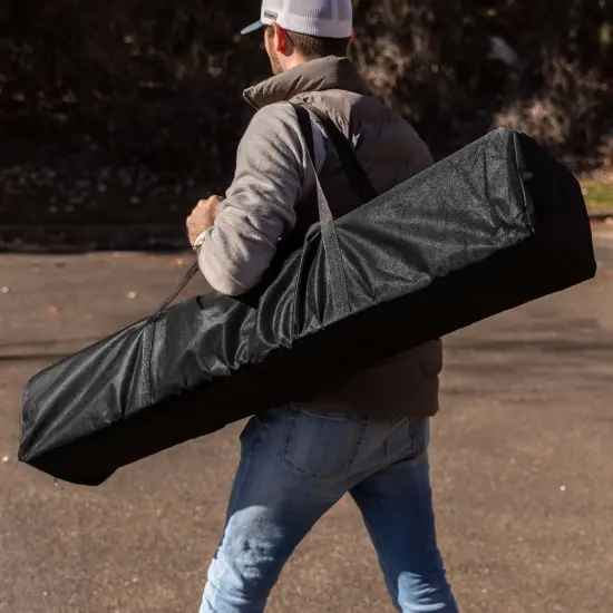 Emma and Oliver Tamar 8'x8'Weather Resistant, UV Coated Pop Up Canopy Tent with Reinforced Corners, Height Adjustable Frame and Carry Bag Black {12}