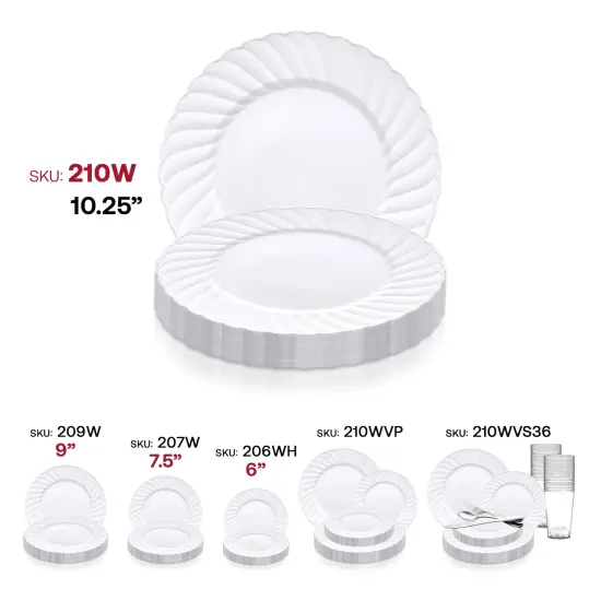 White Flair Plastic Dinner Plates - 10.25" (144 Plates) {6}