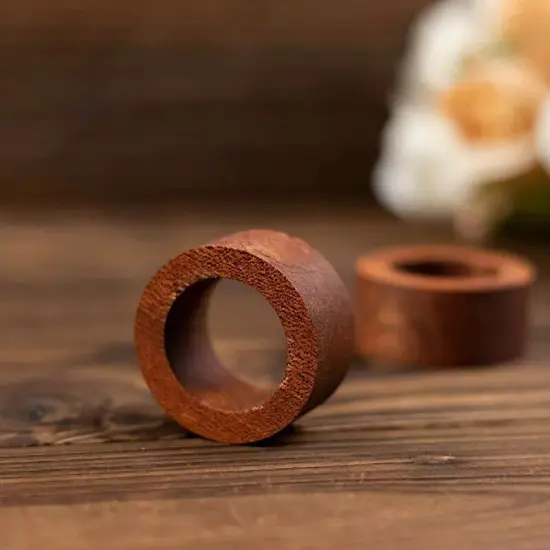 4 Brown 1.75 in Round Natural Wood Slices NAPKIN RINGS Party Events Decorations {2}