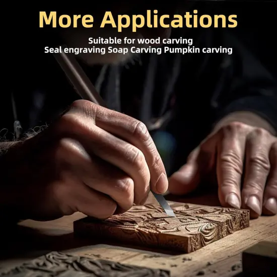 Wood Carving Tool Set High Carbon Steel Sharp Engrave Kit 5 Pcs Hand Carve Tool Kit for Wood Soap Stone Seal Sculpture Engraving Cutting Knife Set DIY Craft {3}