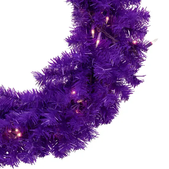 Northlight Pre-Lit Artificial Pine Christmas Wreath - 24" - Purple - Clear Lights {5}
