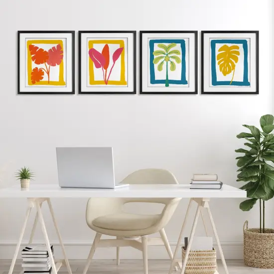 Stupell Industries Warm Oasis Leaves 4pc Framed Print Under Glass Set, design by Bronwyn Baker {2}