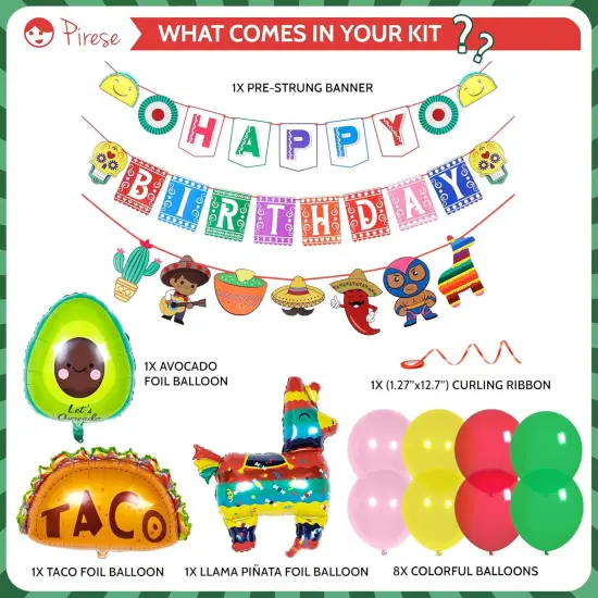 Mexican Happy Birthday Banner, Mexico Fiesta Birthday Party, Mexican Decorations, Taco Decorations | Cinco de Mayo | Mexican Party Supplies {2}
