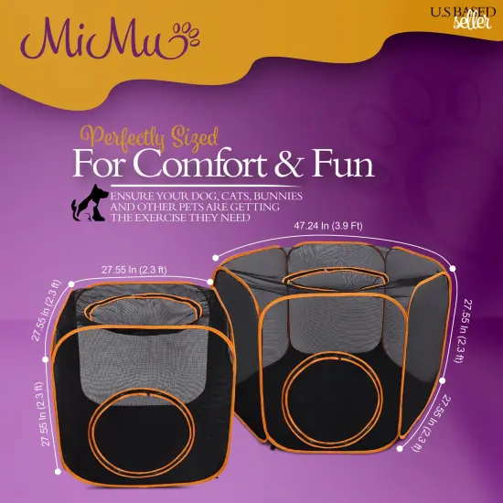 MiMu Dog Playpen Outdoor 4 in 1 Cat Tent with Exercise Tunnel - Pop Up Enclosure {4}