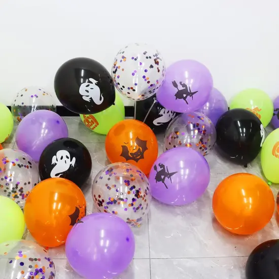 62PCS Halloween Party Balloons Decorations - 12 Inch (Black Orange Purple Green) {4}