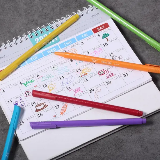 Fineliner Pens Colored, 24 Pack, Ergonomic Triangular Colorful Barrels, 0.4mm Fine Liner Pens {5}