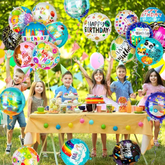 150 Pcs Happy Birthday Mylar Balloons, 18" Birthday Foil Helium Balloons Bulk for Party Decorations {5}