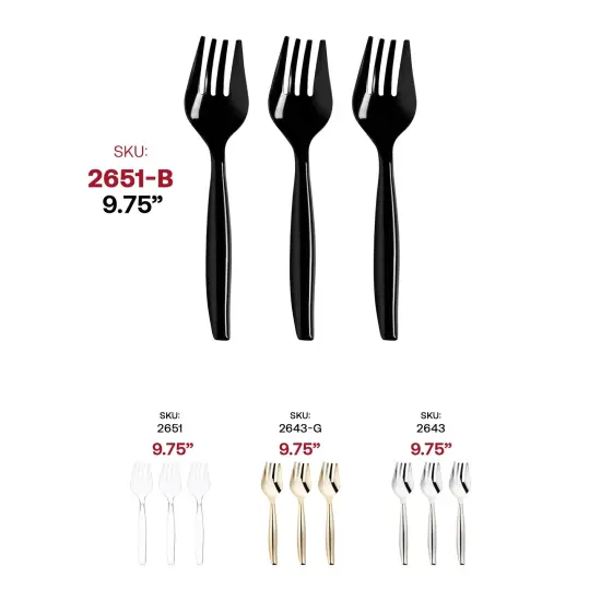 Black Disposable Plastic Serving Forks (150 Forks) {6}