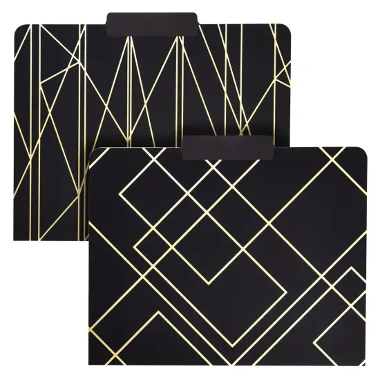 Paper Junkie 12 Pack Decorative File Folders with Geometric Gold Foil, 1/3 Cut Tab, Letter Sized for Office Supplies (9.5 x 11.5 in) {7}