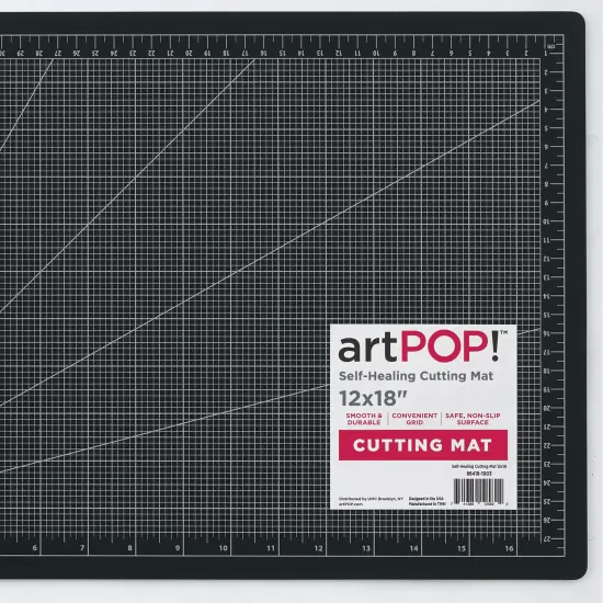 artPOP! Self Healing Cutting Mat, 12 x 18 inches, Grey and Black, Double-Sided with Grid, Non-Slip Surface for Fabric, Crafting, Scrapbooking, Sewing, Journals {3}