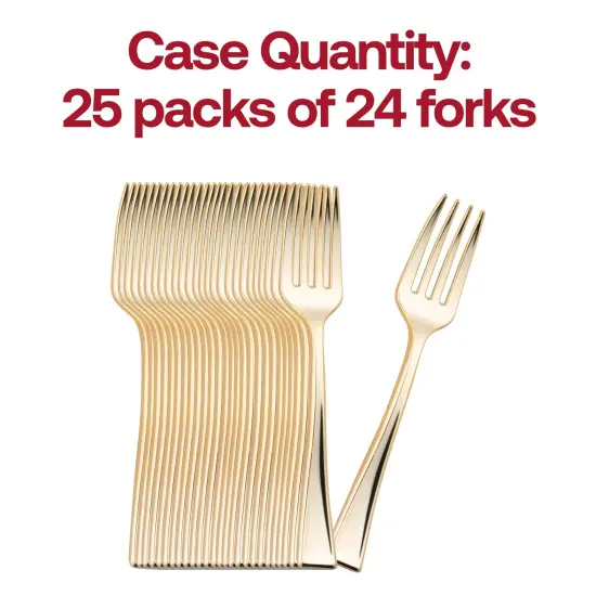Shiny Metallic Gold Mini Plastic Disposable Tasting Forks (600 Forks) {5}