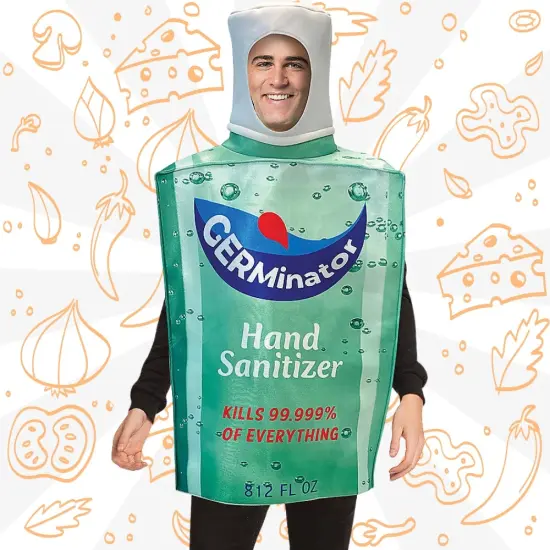 Hand Sanitizer Bottle Adult Costume Funny Health Tunic Open Face Halloween Party Outfit {4}
