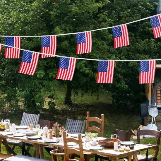 American Flags USA String Flag Banners for Patriotic Events 4th of July Independence Day Sports Bars Inside Outside Decorations 33 Feet 30 Flags {3}