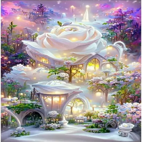 Landscape Diamond Art Kits for Adults,DIY Flowers Diamond Painting Kits for Adults Beginners,5D Full Drill Diamond Dots with Diamond Gem Art and Crafts for Home Wall Decor 12x16inch {1}