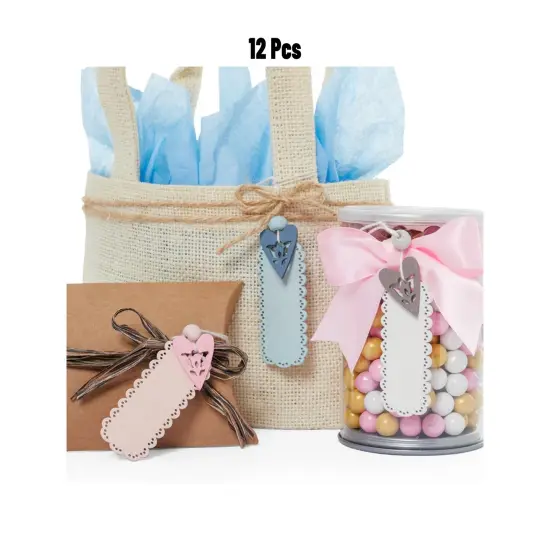 Pink Pre Strung Wooden Tags 1" x 2.5" {3}