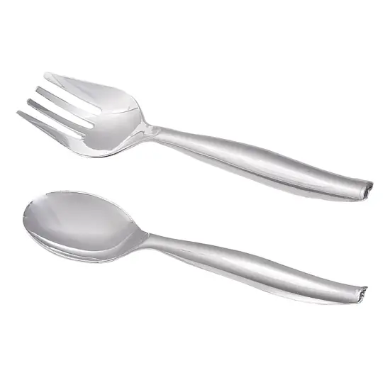 Silver Disposable Plastic Serving Flatware Set (150 Pairs) {2}