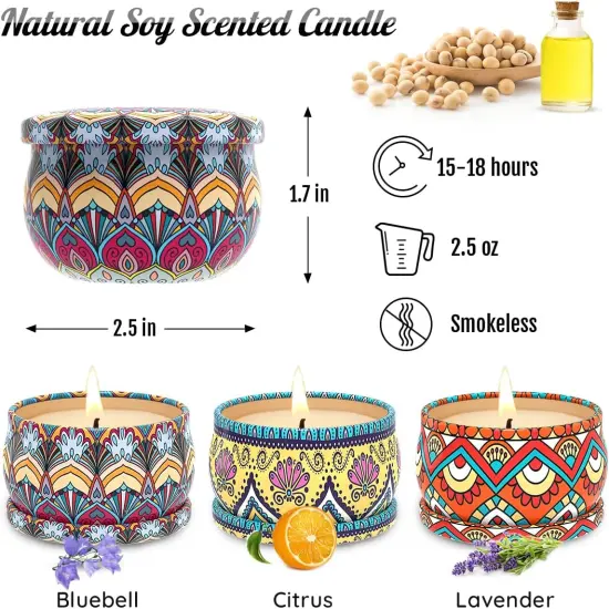 3 Pack Scented Candle Set Candles for Aromatherapy Holiday Gifts for Women Soy Wax Candles for Home Decor Housewarming Gift {4}