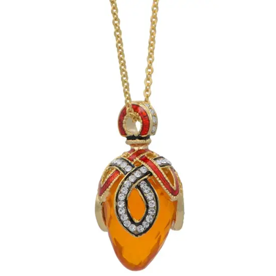 Sunlit Royal Egg: 20-Inch Crystal Loop Pendant with Yellow Stone {1}