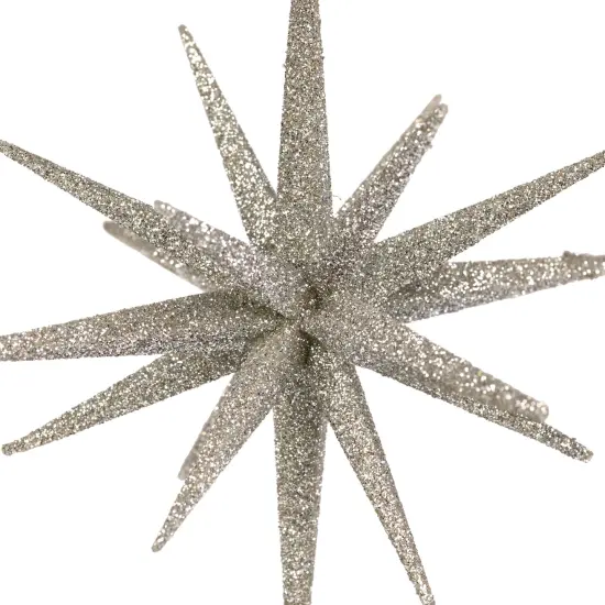 Northlight Sparkling Glitter Starburst Hanging Christmas Ornament - 6" - Silver {6}