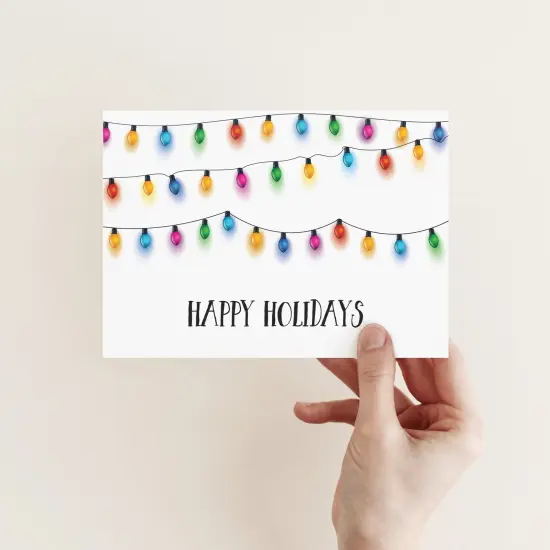 Holiday Lights Christmas Cards - 24-Pack Festive Greeting Cards with Colorful String Lights and "Happy Holidays" Message, Perfect for Sharing Holiday Cheer, Blank Inside for Personalized Wishes - Bright and Cheerful Stationery Set {3}