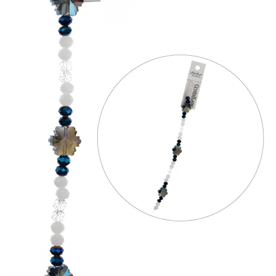 Crystal Lane DIY 7" Designer Holiday Snowflakes Glass Bead Mix Strand White & Cobalt {5}