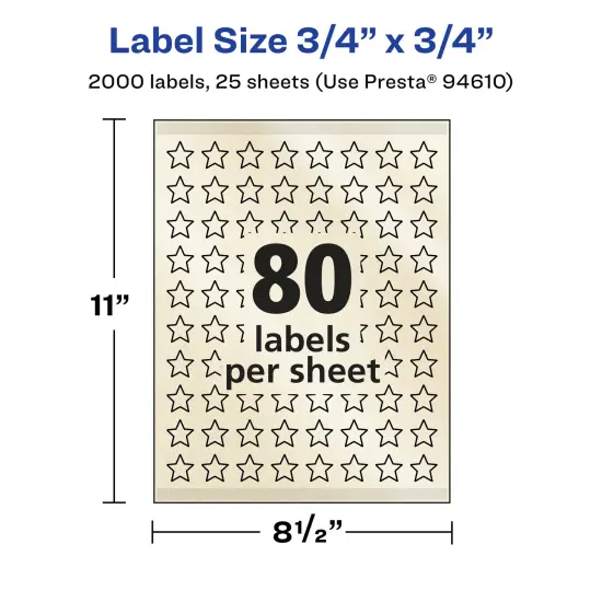 Avery Pearlized Ivory Star Labels with Sure Feed Technology, Print-to-the-Edge, .75" x .75" {5}