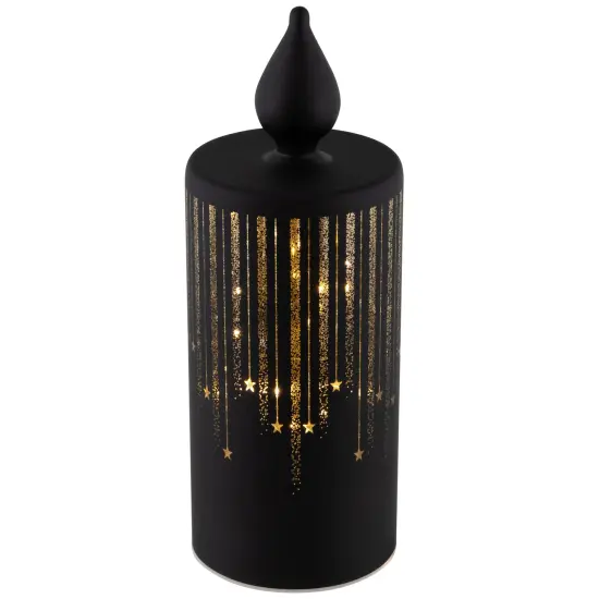 Northlight LED Lighted Glass Candle with Stars Christmas Decoration - 9.5" - Large Black {5}