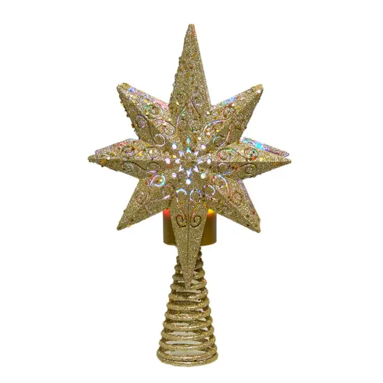 Kurt Adler 13.4 Inch Gold Glitter Polaris Projector Tree Topper {1}