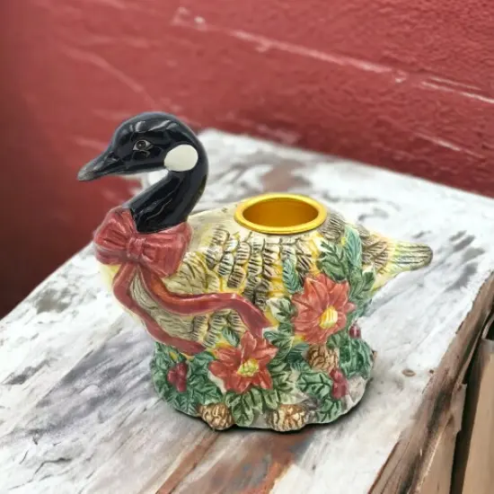 Ceramic Christmas Goose Candle Holder, Home D&eacute;cor, Gift for Her, Gift for Mom, Farmhouse Kitchen D&eacute;cor, Christmas D&eacute;cor {2}