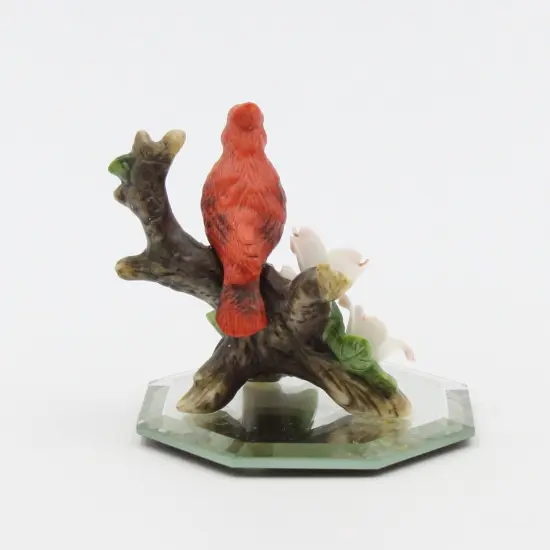 Ceramic Mini Cardinal Bird on Glass Base Figurine, Birdwatcher Gift, Gift for Her, Gift for Mom, Home Decor {3}