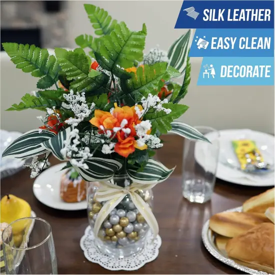 24-Pack Artificial Silk Leather Leaf Fern Fronds {2}