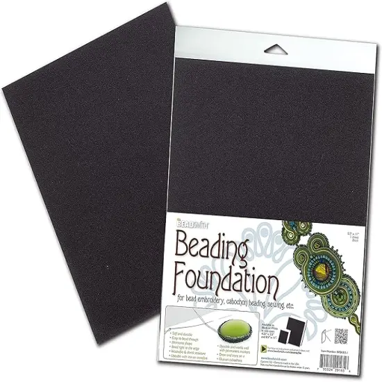 The Beadsmith Beading Foundation &ndash; 8.5 x 11 inches &ndash; Black Fabric &ndash; 1 Sheet &ndash; Made in The USA &ndash; Stiff & Durable Material Used for Bead & Stitch Embroidery, cabochon Beading and Sewing {5}