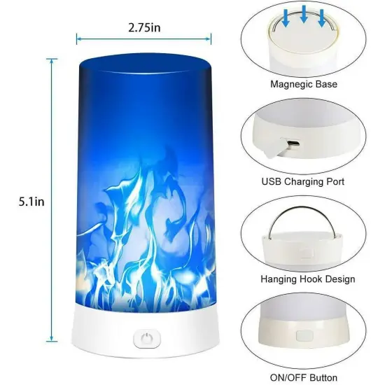 Flame Effect Light Led Fireplace Light USB Rechargeable Flameless Candles Remote {2}