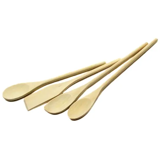 Chef Craft 4 Piece Natural Wooden Cooking / Mixing Kitchen Tool Spoon Set {1}