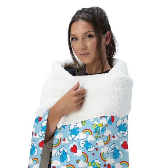 Smurfs Silk Touch Sherpa Throw Blanket Rainbow Smurfs {3}