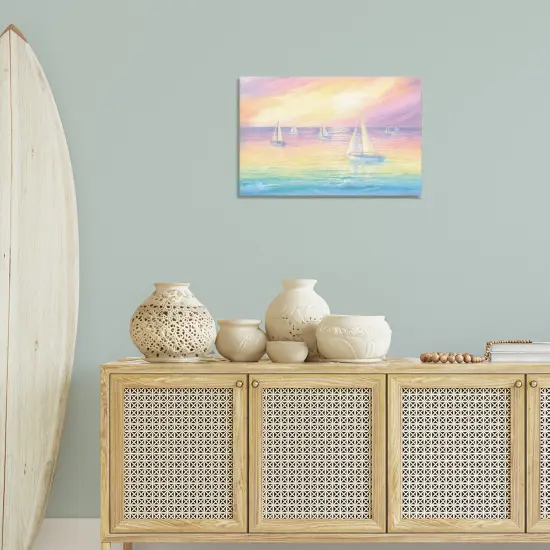 Stupell Industries Prismatic Rainbow Hued Seascape Canvas By Georgia Janisse {2}